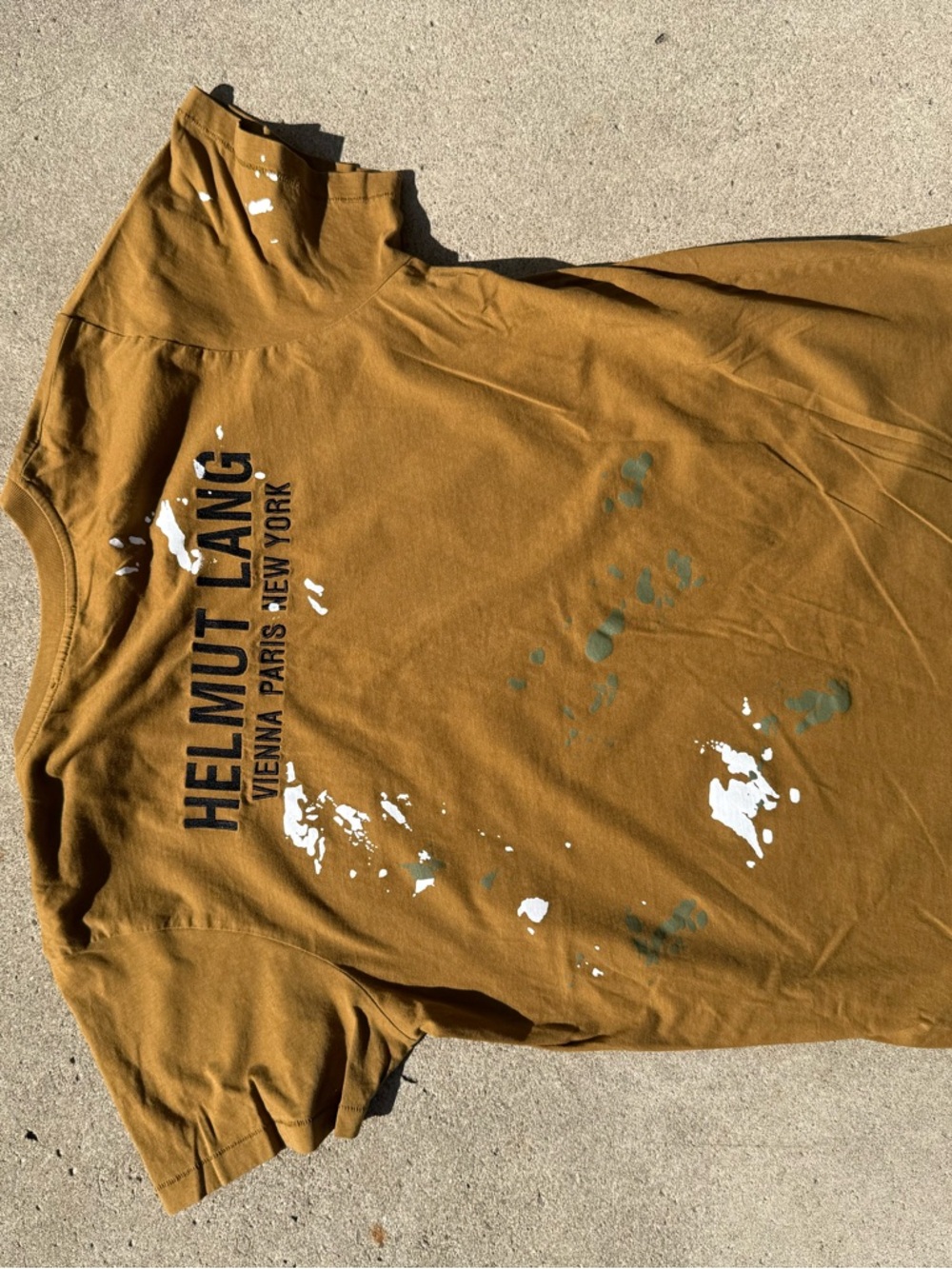 Helmut Lang Brown Tee with White and Green Paint Accents - Picture 5 of 5